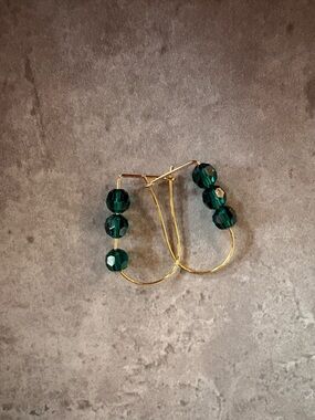 Touchstone Crystal Down to the Wire Earrings with Green beads